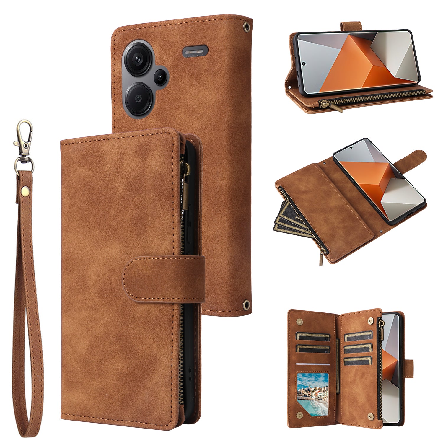 For Xiaomi Redmi Note 13 Pro+ 5G Zipper Pocket Phone Case PU Leather Protection Stand Cover For Xiaomi Redmi Note 13 Pro+ 5G Zipper Pocket Phone Case PU Leather Protection Stand Cover